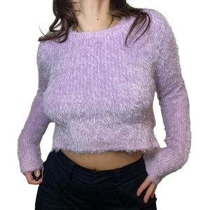 Lilac Purple Fuzzy Cropped Sweater